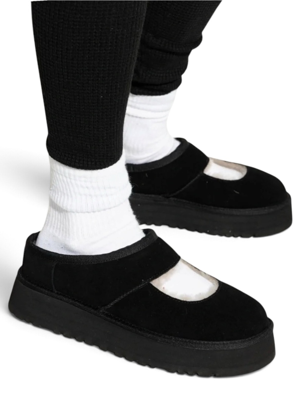 NEW UGG Bea Mary Jane Shearling Lined Platform Slip-on 1167612 Black 10 US